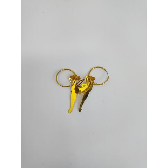 Disney Signed Gold Tone Tinkerbell Dangle Earrings - Picture 8 of 11